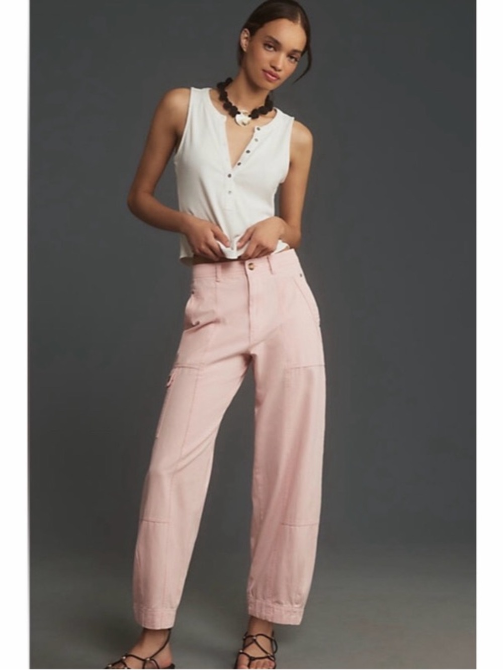 NWT Anthropologie The Carson Utility Barrel Pants‎ Pink Womens Size 16